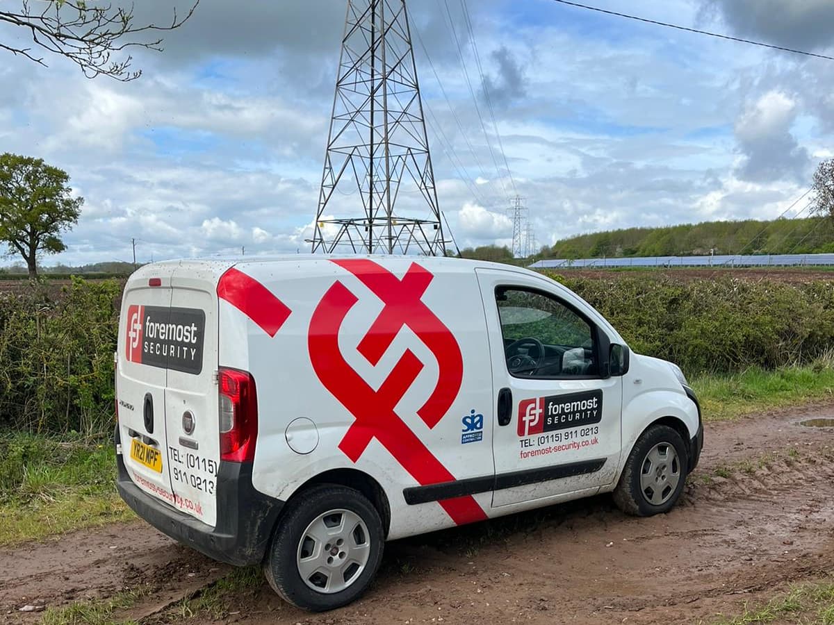 Foremost van approaching solar farm